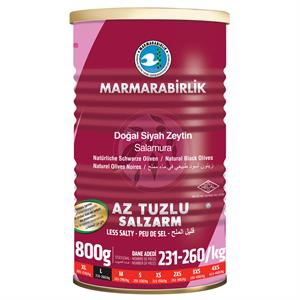MARMARABIRLIK BLACK OLIVE LESS SALT LARGE 800G 